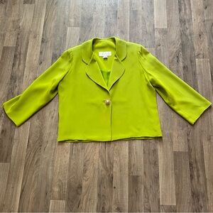 Vintage Mark Heister Women’s Bright Green Silk Blazer Size Medium